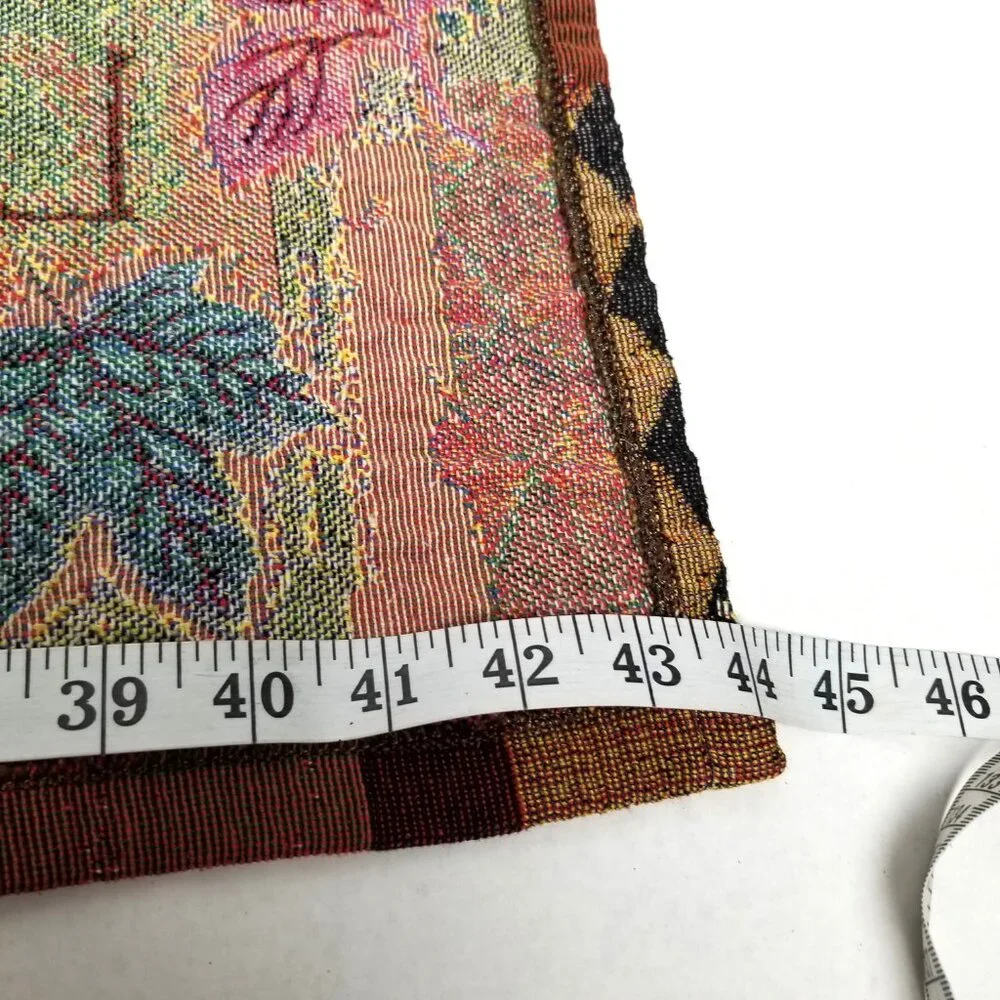 Live Laugh Love Valance Set of 3 Burgundy Brown Leaves Tapestry Curtains